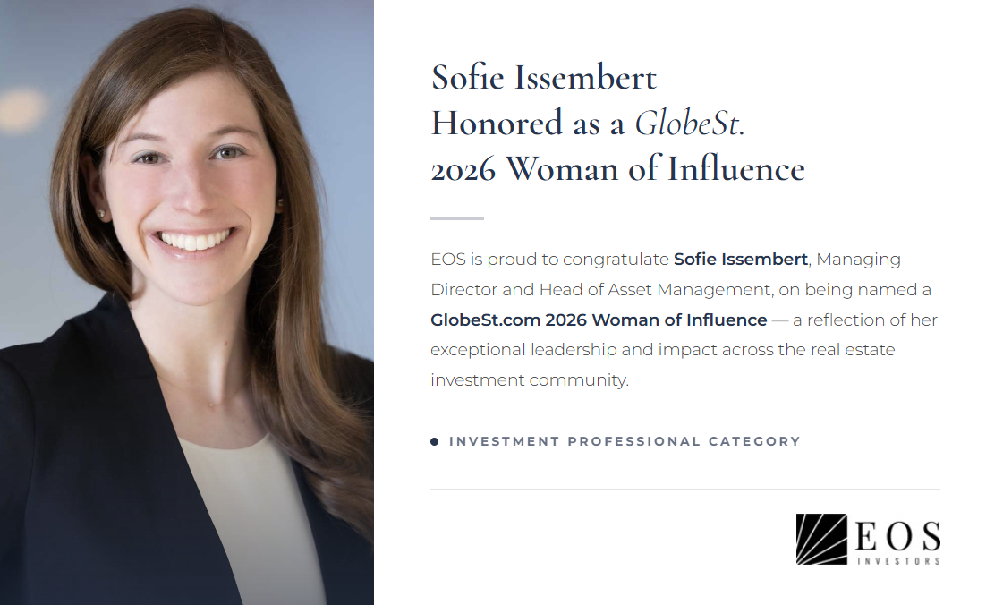 EOS's Sofie Issembert Honored as a GlobeSt. 2026 Woman of Influence